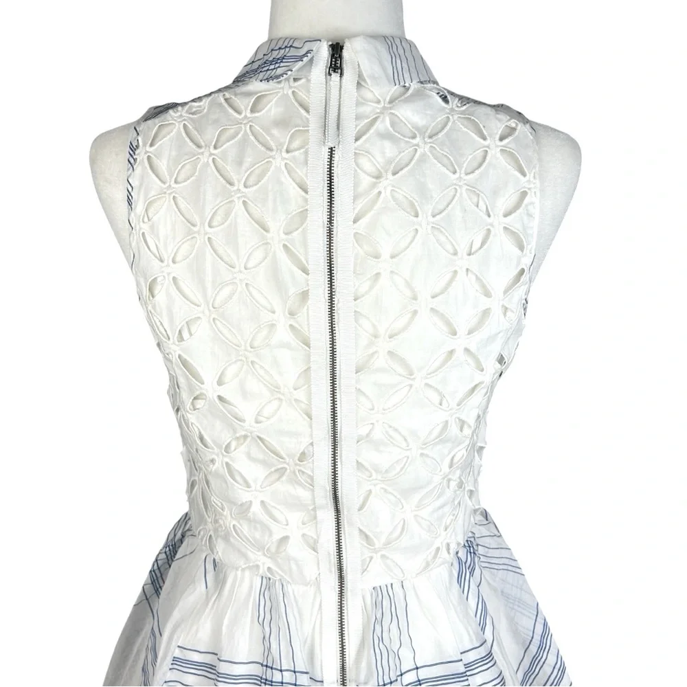 Anthropologie Moulinette Soeurs 6 Seaplane Dress Blue White Windowpane - Picture 7 of 16